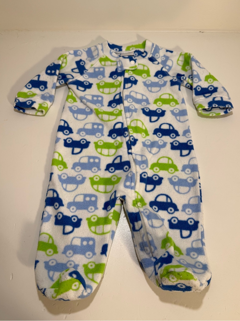 Baby Boots 3M Fleece Footed Sleeper – Blue & Green Cars Baby Boy Sleeper Pajamas